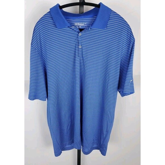 Nike Other - Nike Golf Blue Polo Shirt Men's XL Striped Short Sleeve Stretch Tour Performance